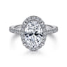 Idina - 14K White Gold Oval Halo Diamond Engagement Ring - 0.44 ct