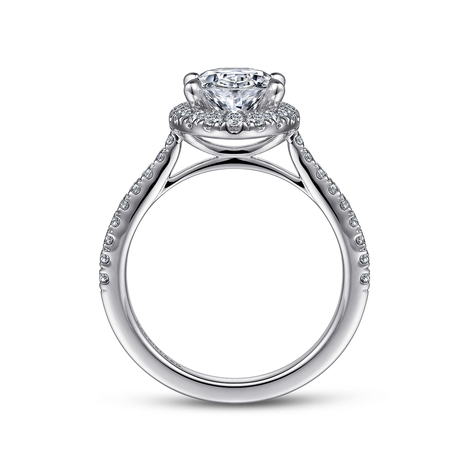 Idina - 14K White Gold Oval Halo Diamond Engagement Ring - 0.44 ct - Shot 2