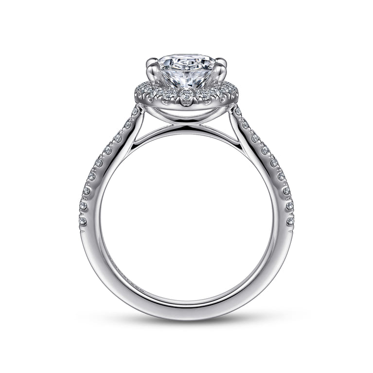 Idina - 14K White Gold Oval Halo Diamond Engagement Ring - 0.44 ct - Shot 2