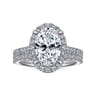 Idina - 14K White Gold Oval Halo Diamond Engagement Ring - 0.44 ct