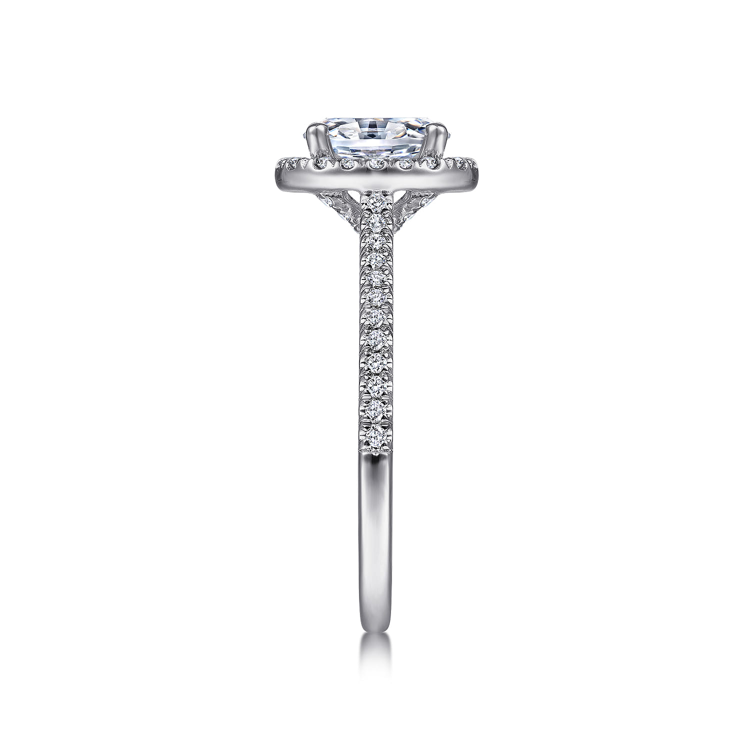 Blossom - 14K White Gold Oval Halo Diamond Engagement Ring - 0.3 ct - Shot 5