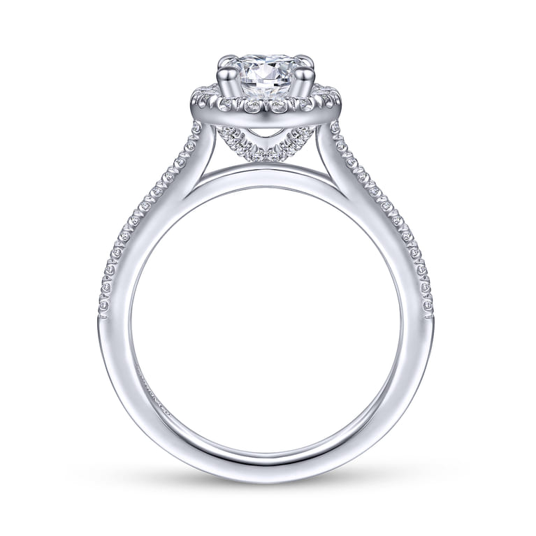 Blossom - 14K White Gold Oval Halo Diamond Engagement Ring - 0.31 ct - Shot 2