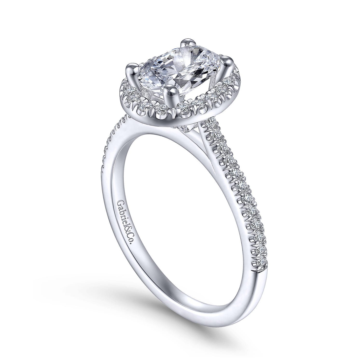 Blossom - 14K White Gold Oval Halo Diamond Engagement Ring - 0.31 ct - Shot 3