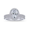 Blossom - 14K White Gold Oval Halo Diamond Engagement Ring - 0.31 ct