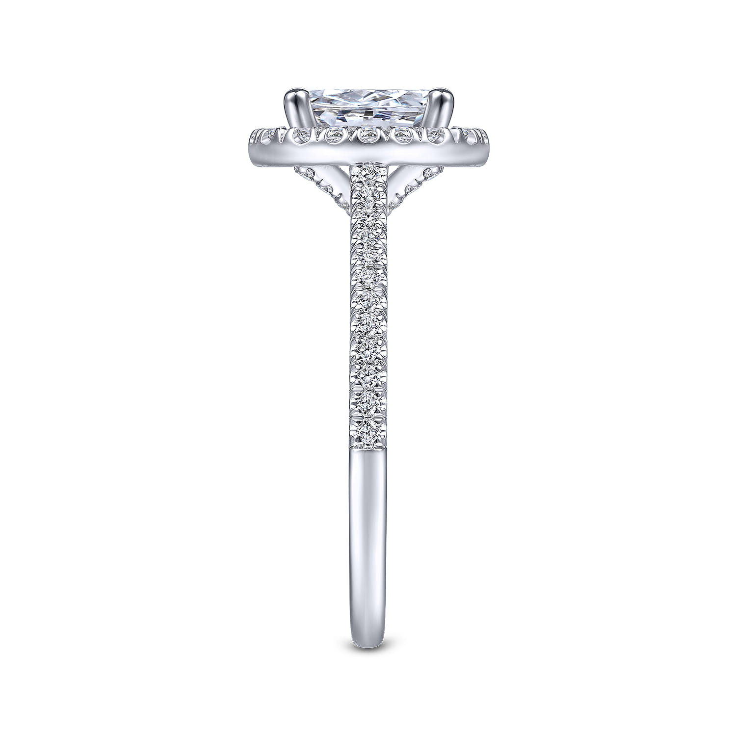 Blossom - 14K White Gold Oval Halo Diamond Engagement Ring - 0.31 ct - Shot 5