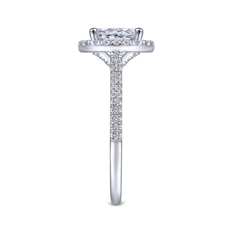 Blossom - 14K White Gold Oval Halo Diamond Engagement Ring - 0.31 ct - Shot 5