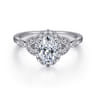 Katriane - Vintage Inspired 14K White Gold Oval Halo Diamond Engagement Ring - 0.2 ct