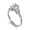 Katriane - Vintage Inspired 14K White Gold Oval Halo Diamond Engagement Ring - 0.2 ct