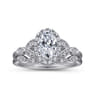 Katriane - Vintage Inspired 14K White Gold Oval Halo Diamond Engagement Ring - 0.2 ct