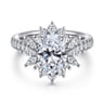 Bailee - 14K White Gold Bursting Halo Oval Diamond Engagement Ring - 0.8 ct