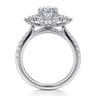Bailee - 14K White Gold Bursting Halo Oval Diamond Engagement Ring - 0.8 ct