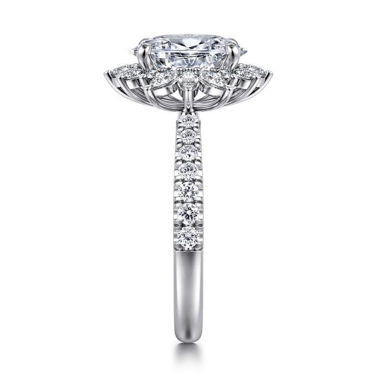 Bailee - 14K White Gold Bursting Halo Oval Diamond Engagement Ring - 0.8 ct - Shot 5