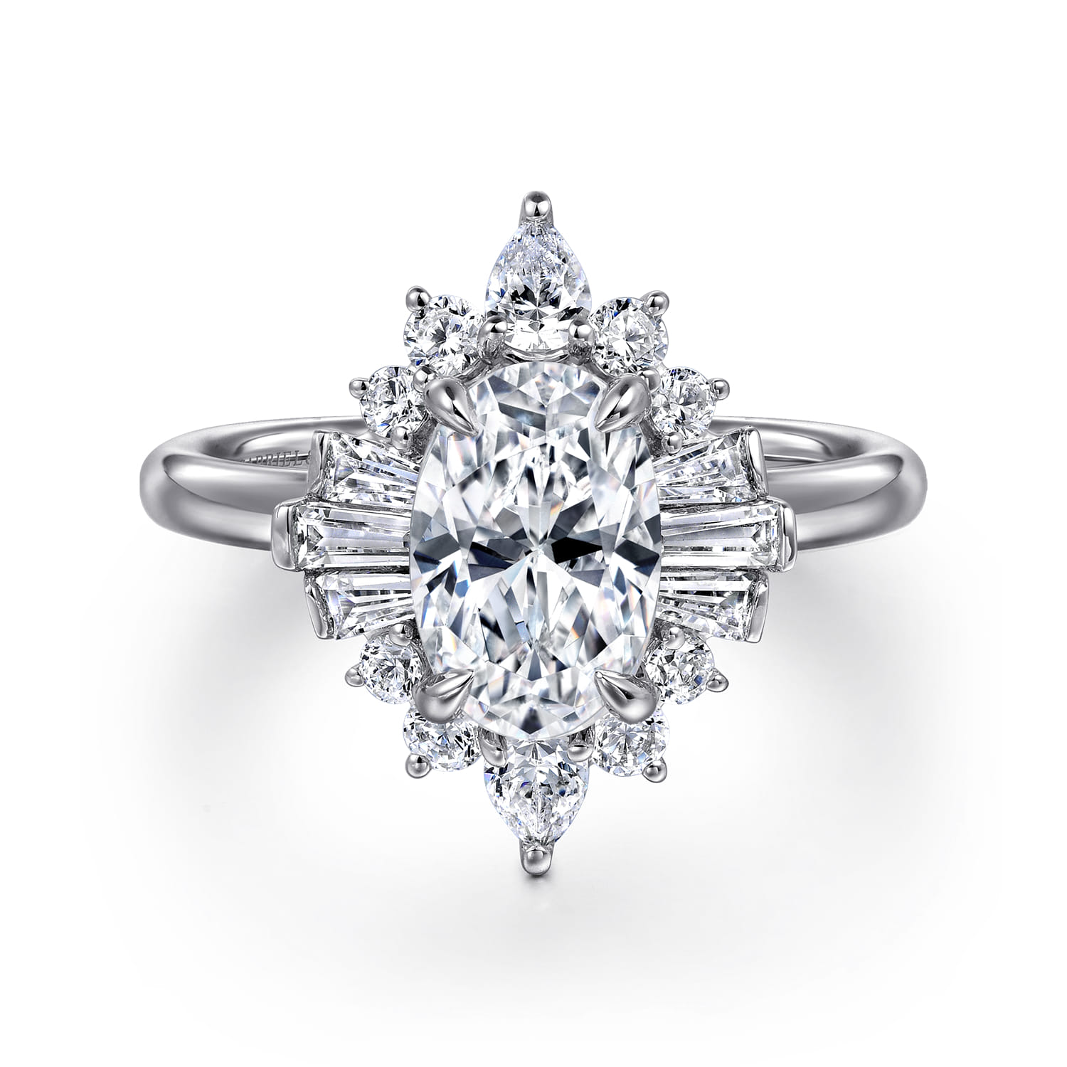 Emarie - 14K White Gold Oval Halo Diamond Engagement Ring - 0.65 ct - Shot 1