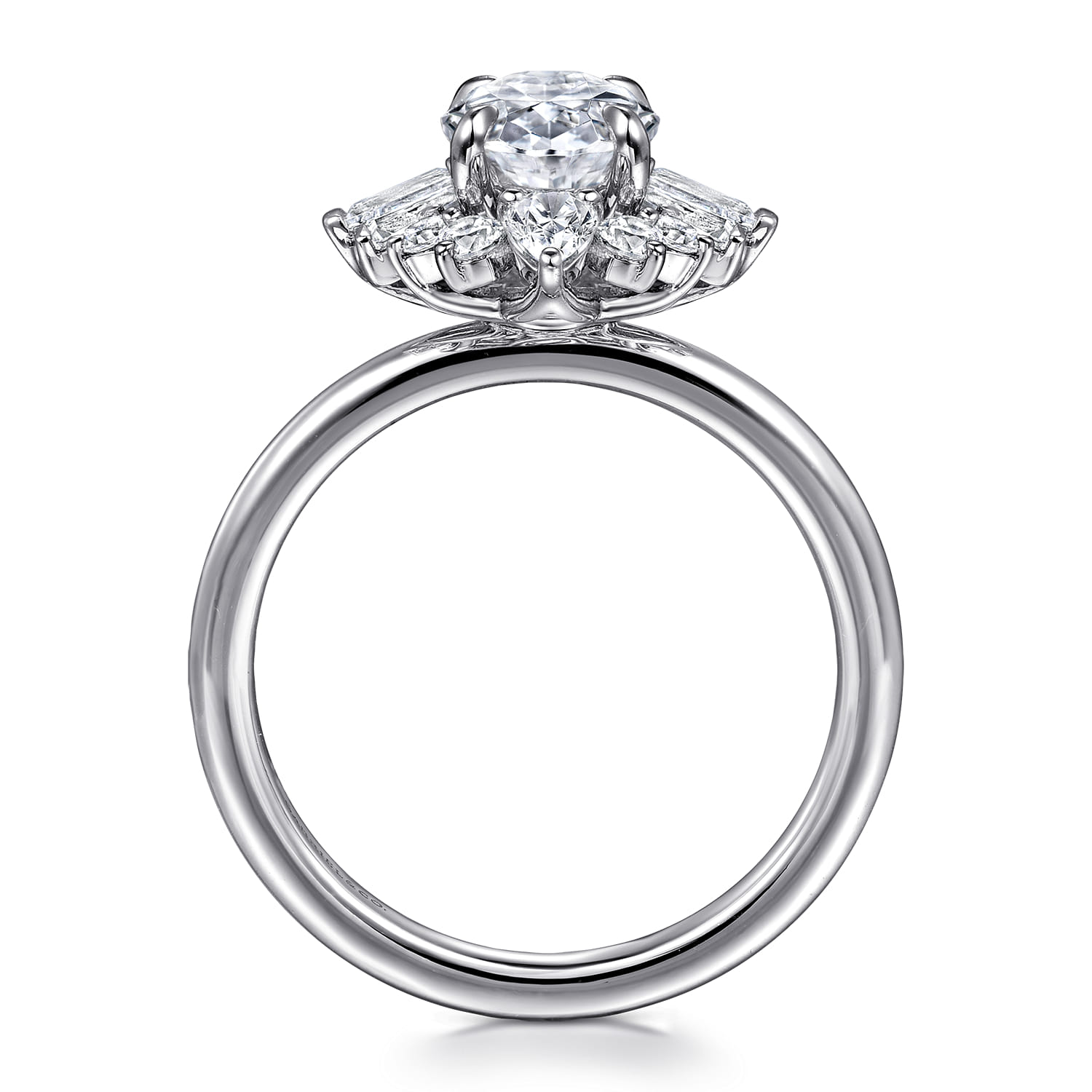 Emarie - 14K White Gold Oval Halo Diamond Engagement Ring - 0.65 ct - Shot 2