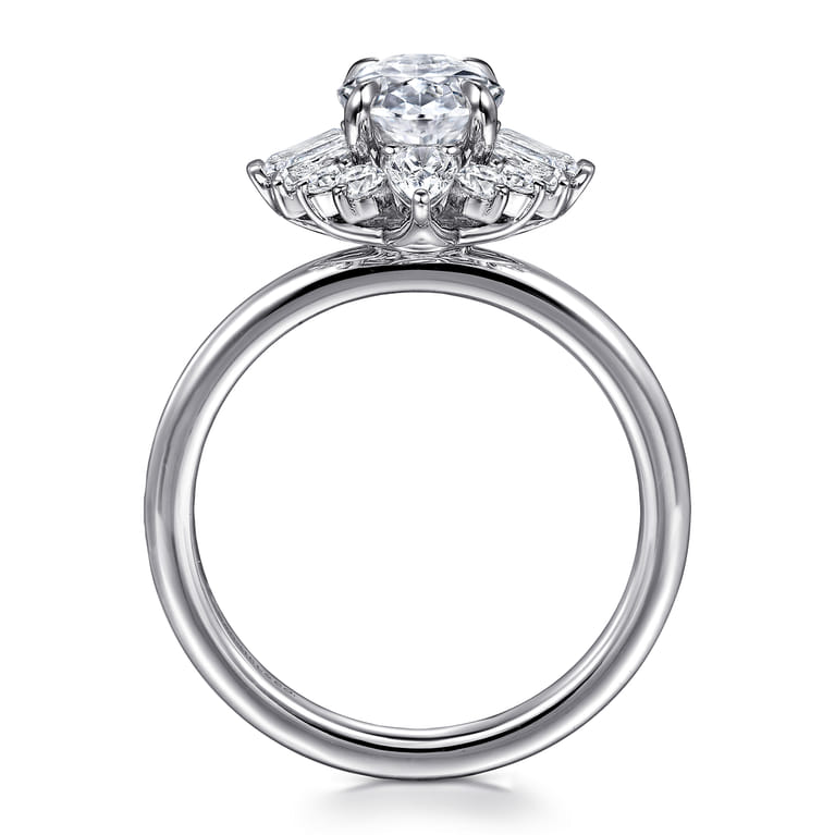 Emarie - 14K White Gold Oval Halo Diamond Engagement Ring - 0.65 ct - Shot 2