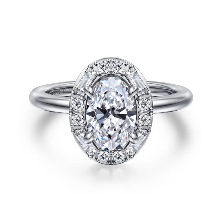 Cammie - 14K White Gold Halo Oval Diamond Engagement Ring - 0.35 ct - Shot 1