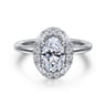 Cammie - 14K White Gold Halo Oval Diamond Engagement Ring - 0.35 ct