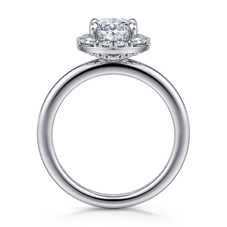 Cammie - 14K White Gold Halo Oval Diamond Engagement Ring - 0.35 ct - Shot 2
