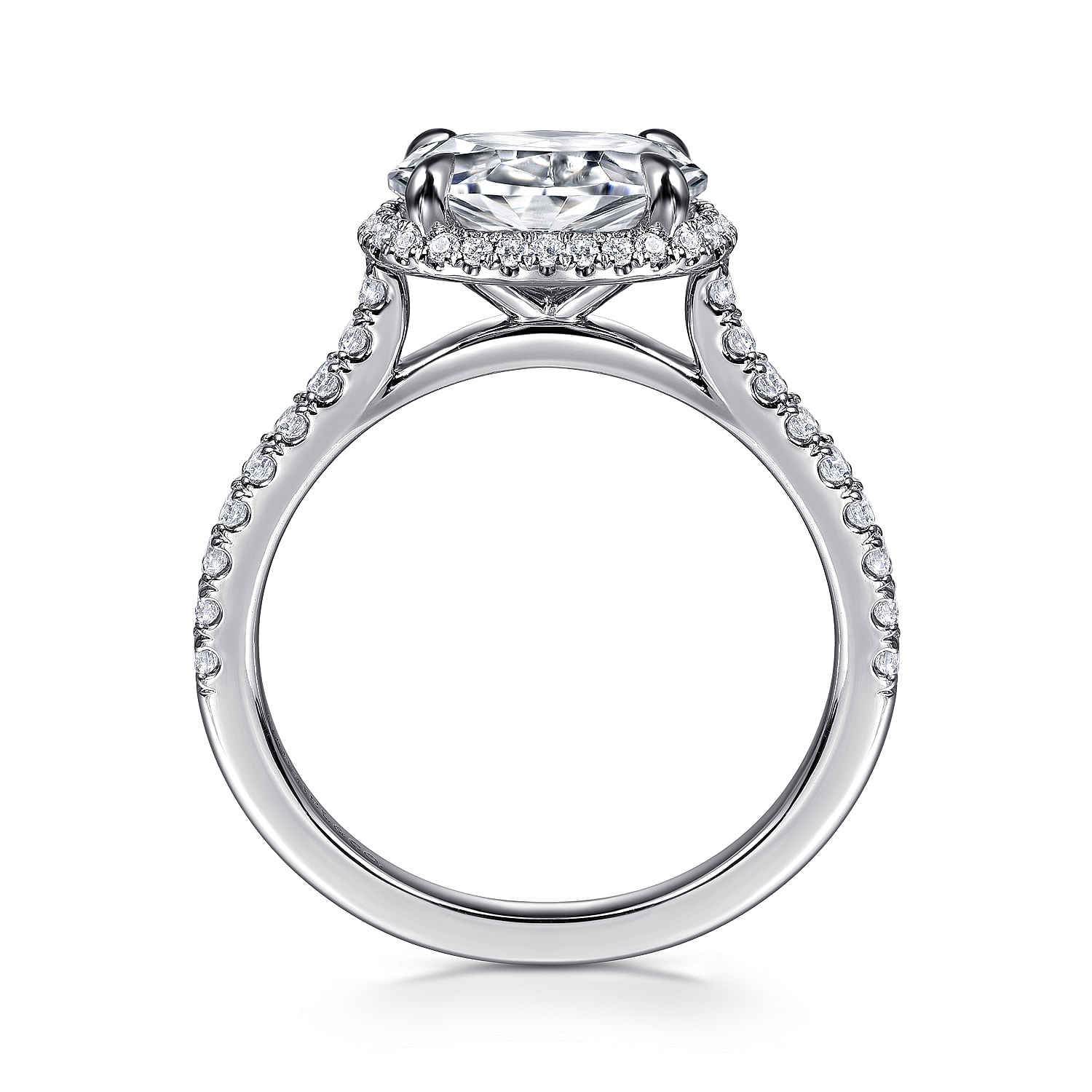 Kyra - 14K White Gold Oval Halo Diamond Engagement Ring - 0.3 ct - Shot 2