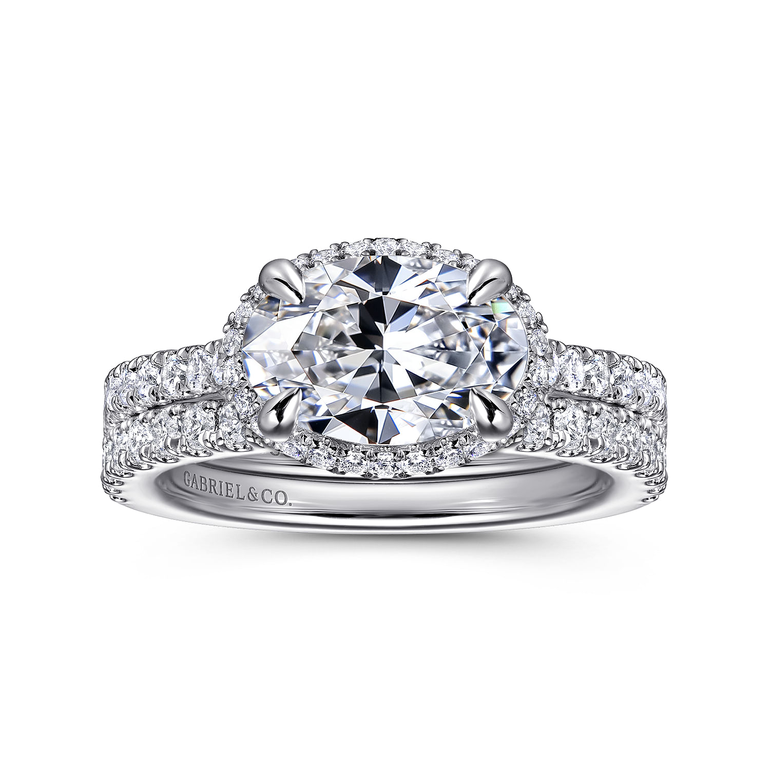 Kyra - 14K White Gold Oval Halo Diamond Engagement Ring - 0.3 ct - Shot 4