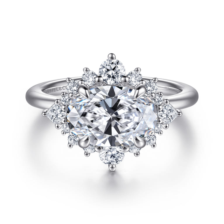 Fella - 14K White Gold Oval Halo Diamond Engagement Ring - 0.5 ct - Shot 1