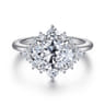 Fella - 14K White Gold Oval Halo Diamond Engagement Ring - 0.5 ct