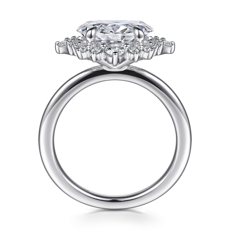 Fella - 14K White Gold Oval Halo Diamond Engagement Ring - 0.5 ct - Shot 2