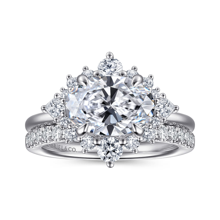 Fella - 14K White Gold Oval Halo Diamond Engagement Ring - 0.5 ct - Shot 4