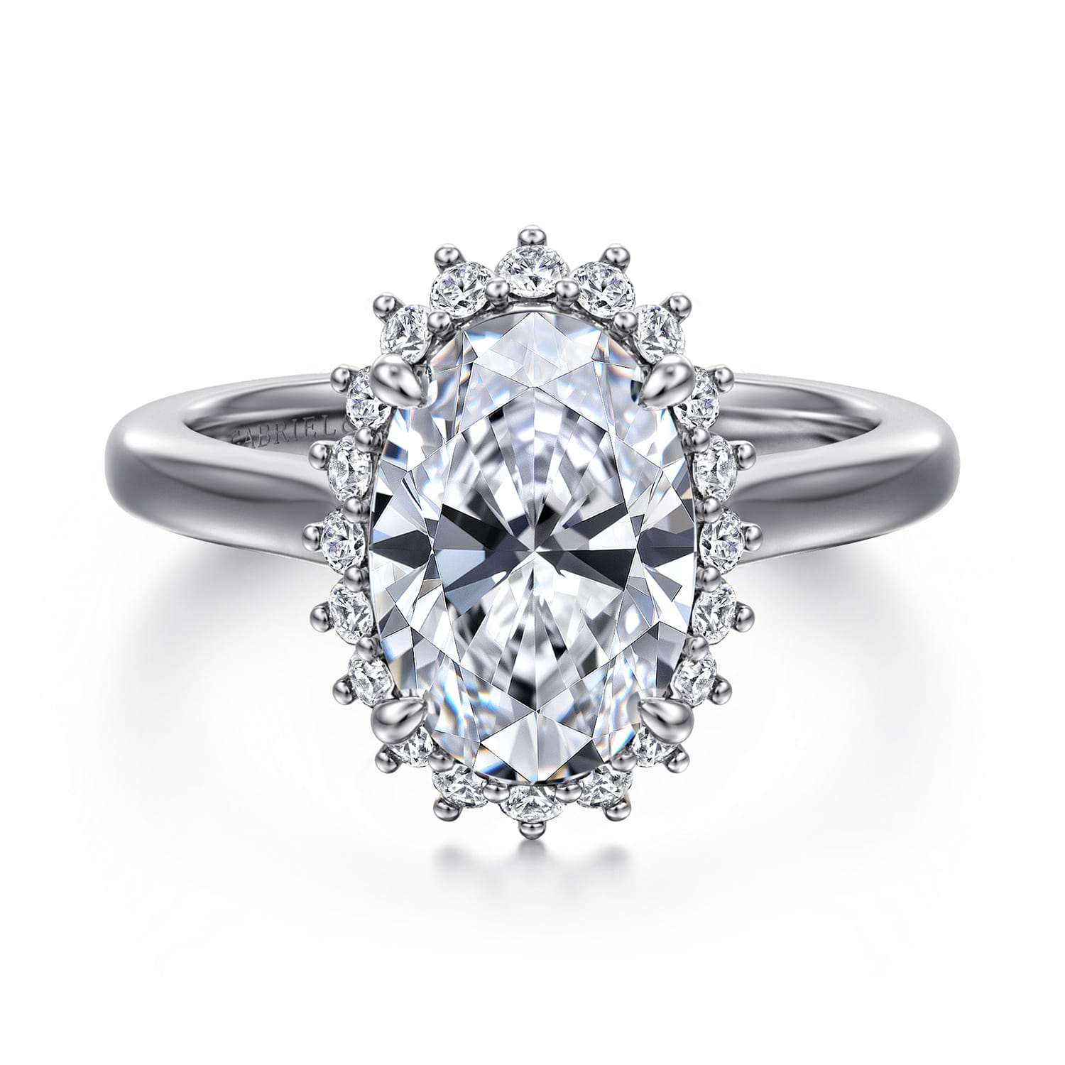 Yemaya - 14K White Gold Oval Halo Diamond Engagement Ring - 0.3 ct - Shot 1