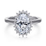Yemaya - 14K White Gold Oval Halo Diamond Engagement Ring - 0.3 ct