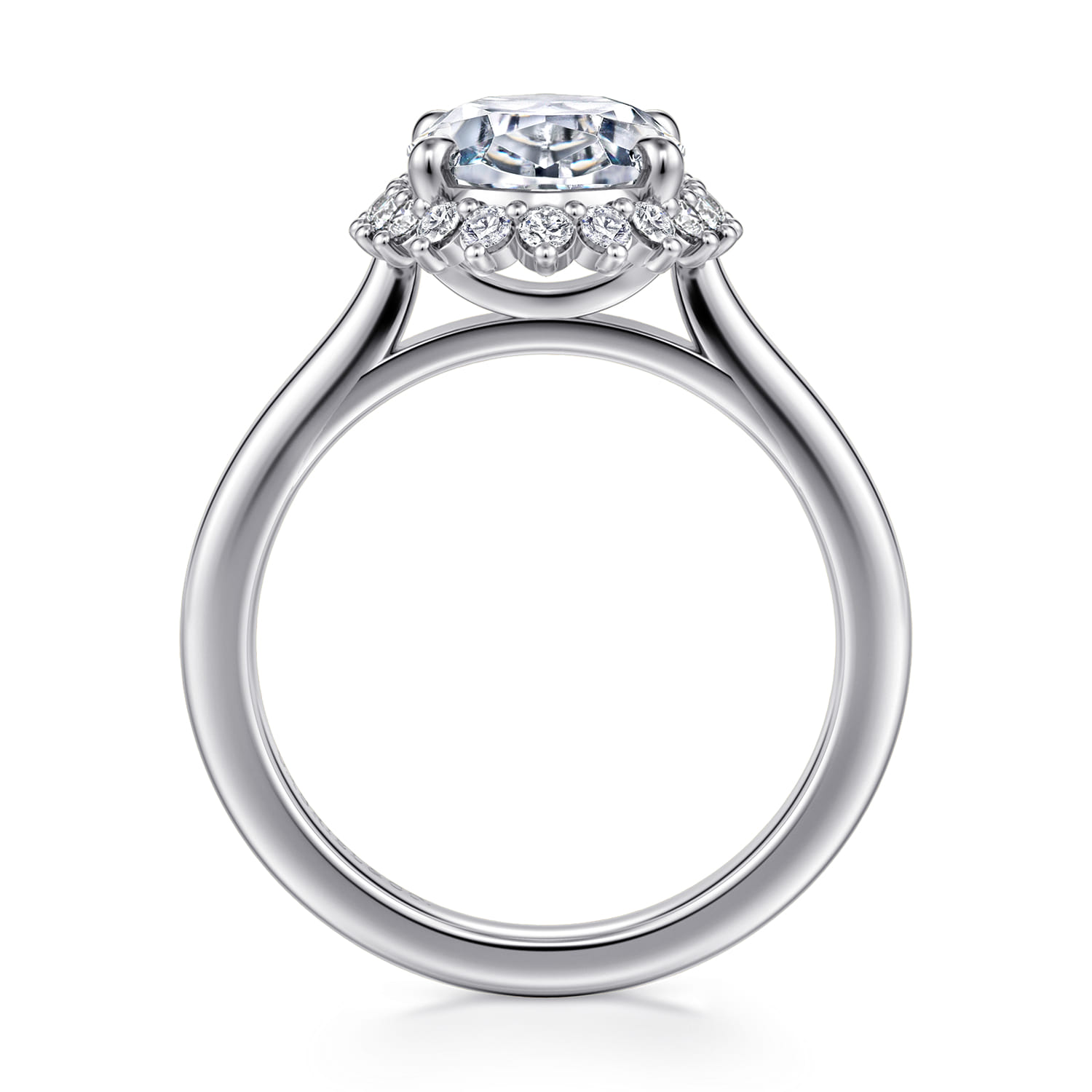 Yemaya - 14K White Gold Oval Halo Diamond Engagement Ring - 0.3 ct - Shot 2