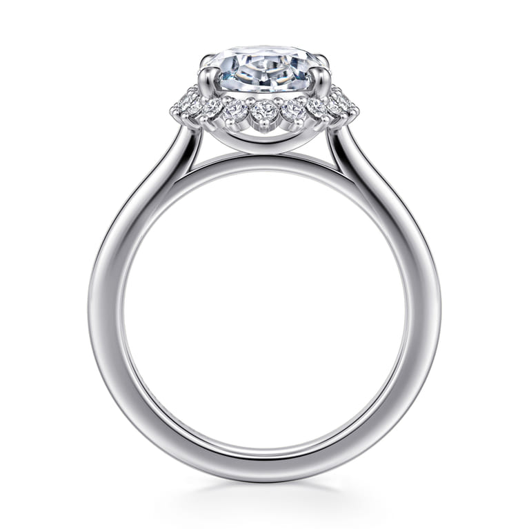 Yemaya - 14K White Gold Oval Halo Diamond Engagement Ring - 0.3 ct - Shot 2