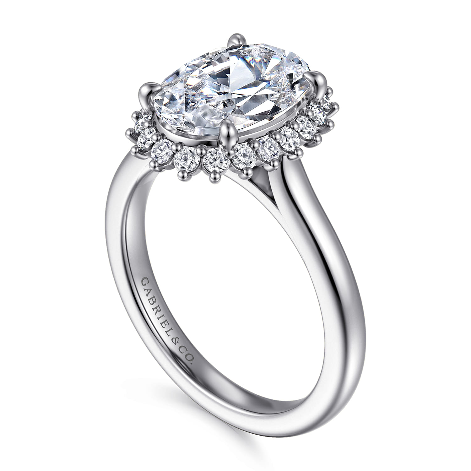 Yemaya - 14K White Gold Oval Halo Diamond Engagement Ring - 0.3 ct - Shot 3