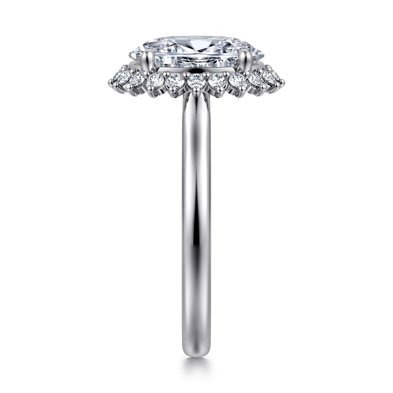 Yemaya - 14K White Gold Oval Halo Diamond Engagement Ring - 0.3 ct - Shot 4