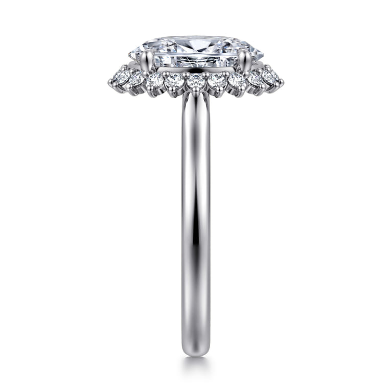 Yemaya - 14K White Gold Oval Halo Diamond Engagement Ring - 0.3 ct - Shot 4