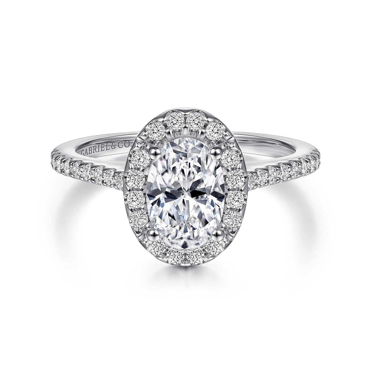 Carly - 14K White Gold Oval Halo Diamond Engagement Ring - 0.28 ct - Shot 1