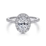 Carly - 14K White Gold Oval Halo Diamond Engagement Ring - 0.28 ct