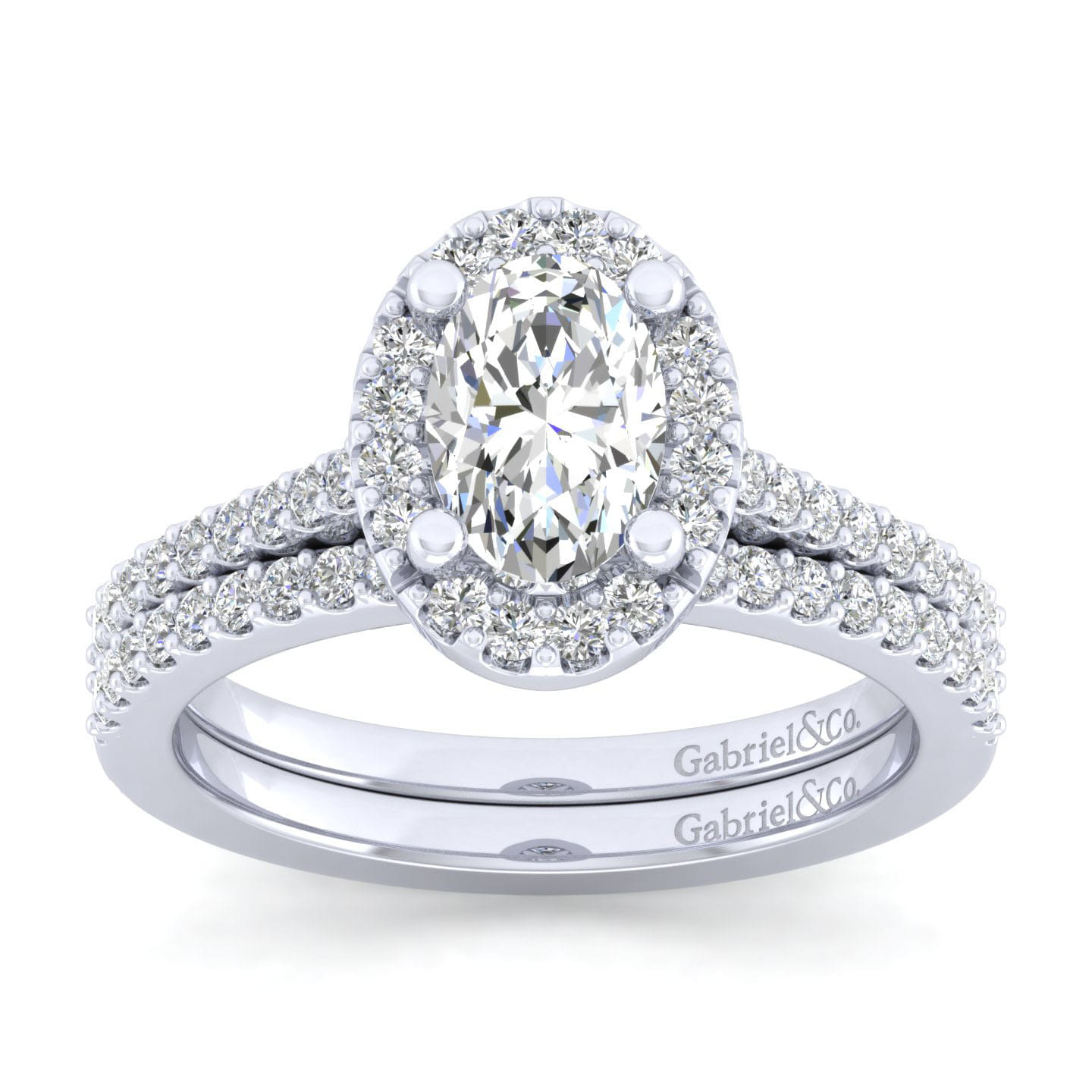 Carly - 14K White Gold Oval Halo Diamond Engagement Ring - 0.28 ct - Shot 4