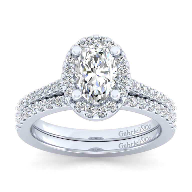 Carly - 14K White Gold Oval Halo Diamond Engagement Ring - 0.28 ct - Shot 4
