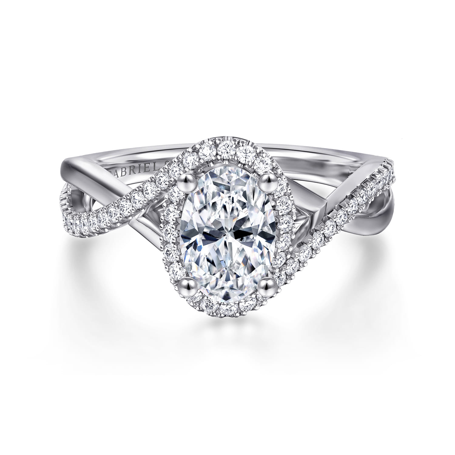 Courtney - 14K White Gold Oval Halo Diamond Engagement Ring - 0.23 ct - Shot 1