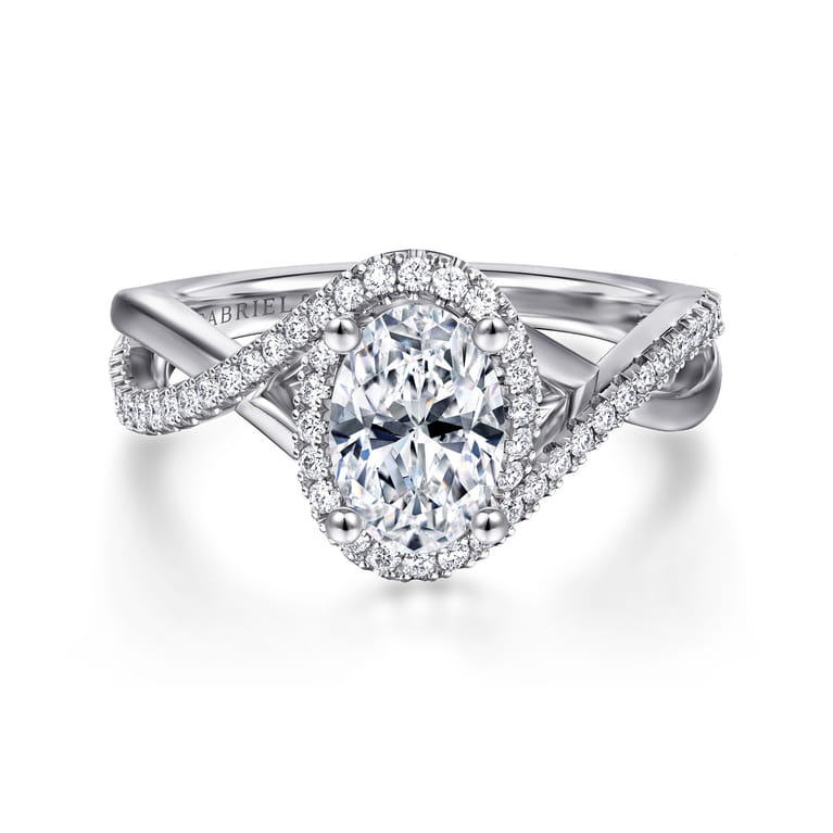 Courtney - 14K White Gold Oval Halo Diamond Engagement Ring - 0.23 ct - Shot 1