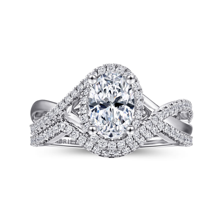 Courtney - 14K White Gold Oval Halo Diamond Engagement Ring - 0.23 ct - Shot 4