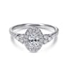 Bionda - 14K White Gold Oval Halo Complete Diamond Engagement Ring - 0.66 ct