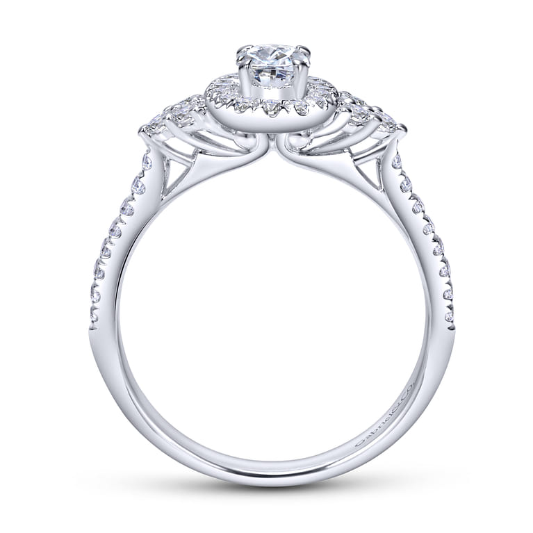 Bionda - 14K White Gold Oval Halo Complete Diamond Engagement Ring - 0.66 ct - Shot 2