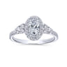 Bionda - 14K White Gold Oval Halo Complete Diamond Engagement Ring - 0.66 ct
