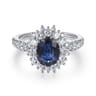Imani - 14K White Gold Oval Halo Sapphire and Diamond Engagement Ring - 0.83 ct