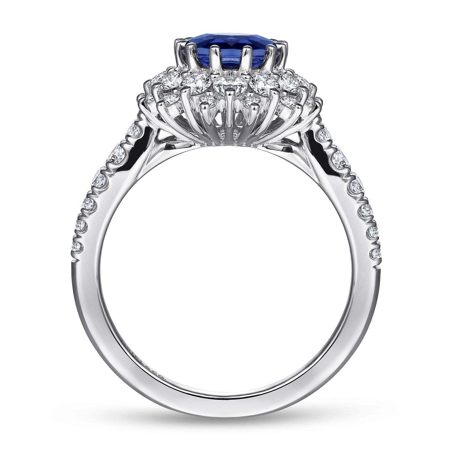 Imani - 14K White Gold Oval Halo Sapphire and Diamond Engagement Ring - 0.83 ct - Shot 2