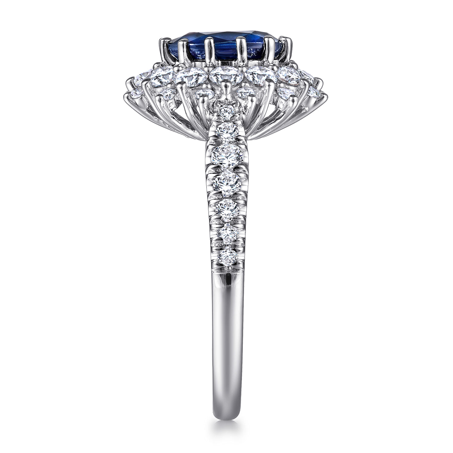 Imani - 14K White Gold Oval Halo Sapphire and Diamond Engagement Ring - 0.83 ct - Shot 5