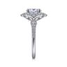 Veronique - Unique 14K White Gold Vintage Inspired Oval Halo Diamond Engagement Ring - 0.4 ct