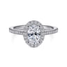 Blossom - 14K White Gold Oval Halo Diamond Engagement Ring - 0.3 ct